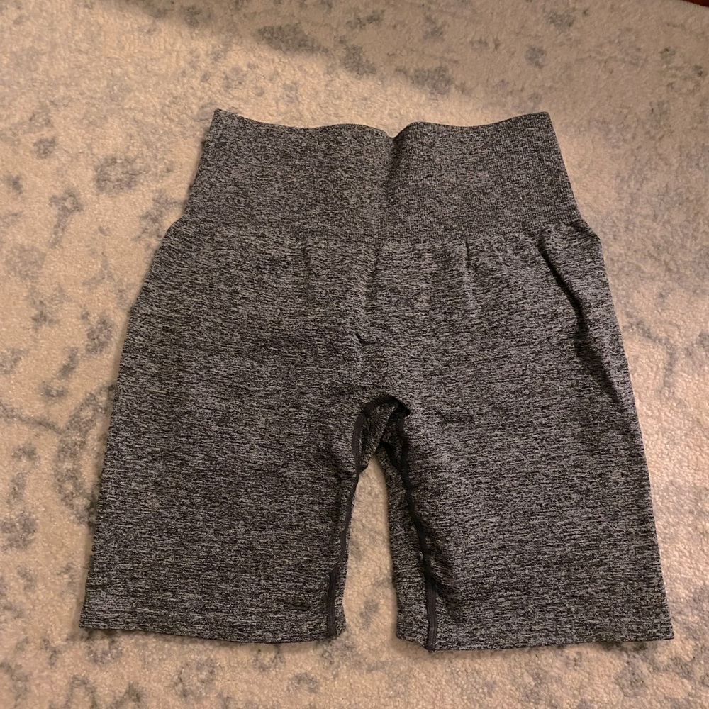 NVGTN black speckled scrunch shorts